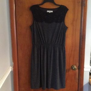 Loft gray and black lace dress